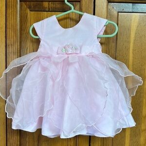 Infants Pink Layered Crinkle Tulle Party Formal Dress 12 Months